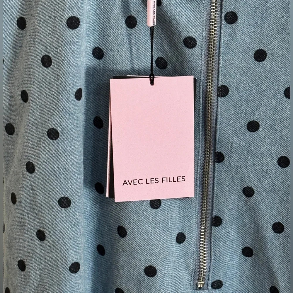 Avec Les Filles Polka Dot Denim Dress NWT Size Small - Picture 8 of 14